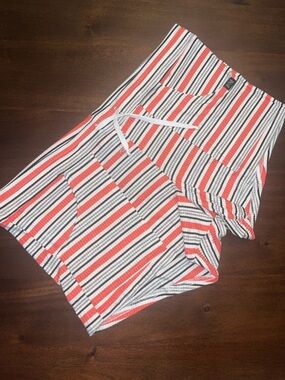 N2N Striped Drawstring Men’s Shorts - Orange & White